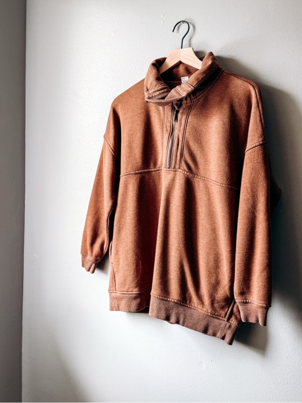 Old Navy Brown Quarter Zip Pullover Sweatshirt Cozy Fleece Size M